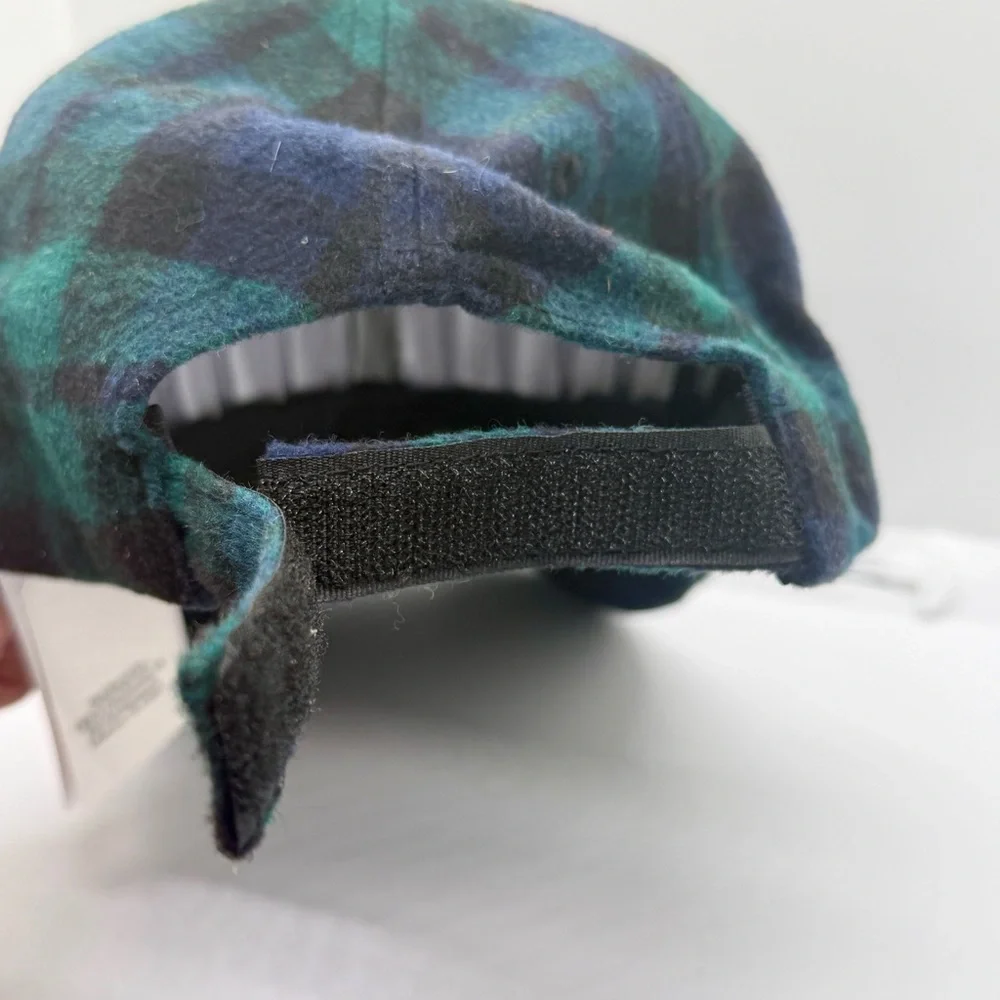Plaid Green and‎ Blue Women's Hat with Snowflake Design